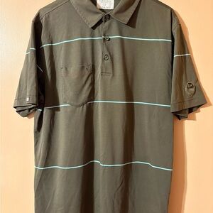 Linksoul Olive Green Polo with Aqua Stripes